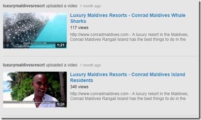 Conrad Maldives Rangali youtube videos