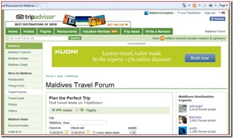 Trip Advisor - Maldives Forum