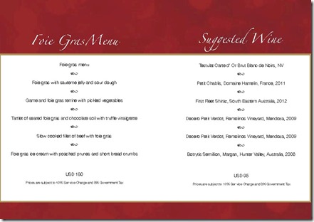 Dusit Thani - specialty menus