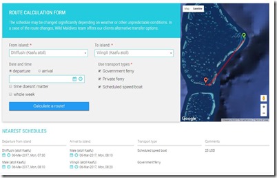 Wild Maldives - ferry transfer schedule